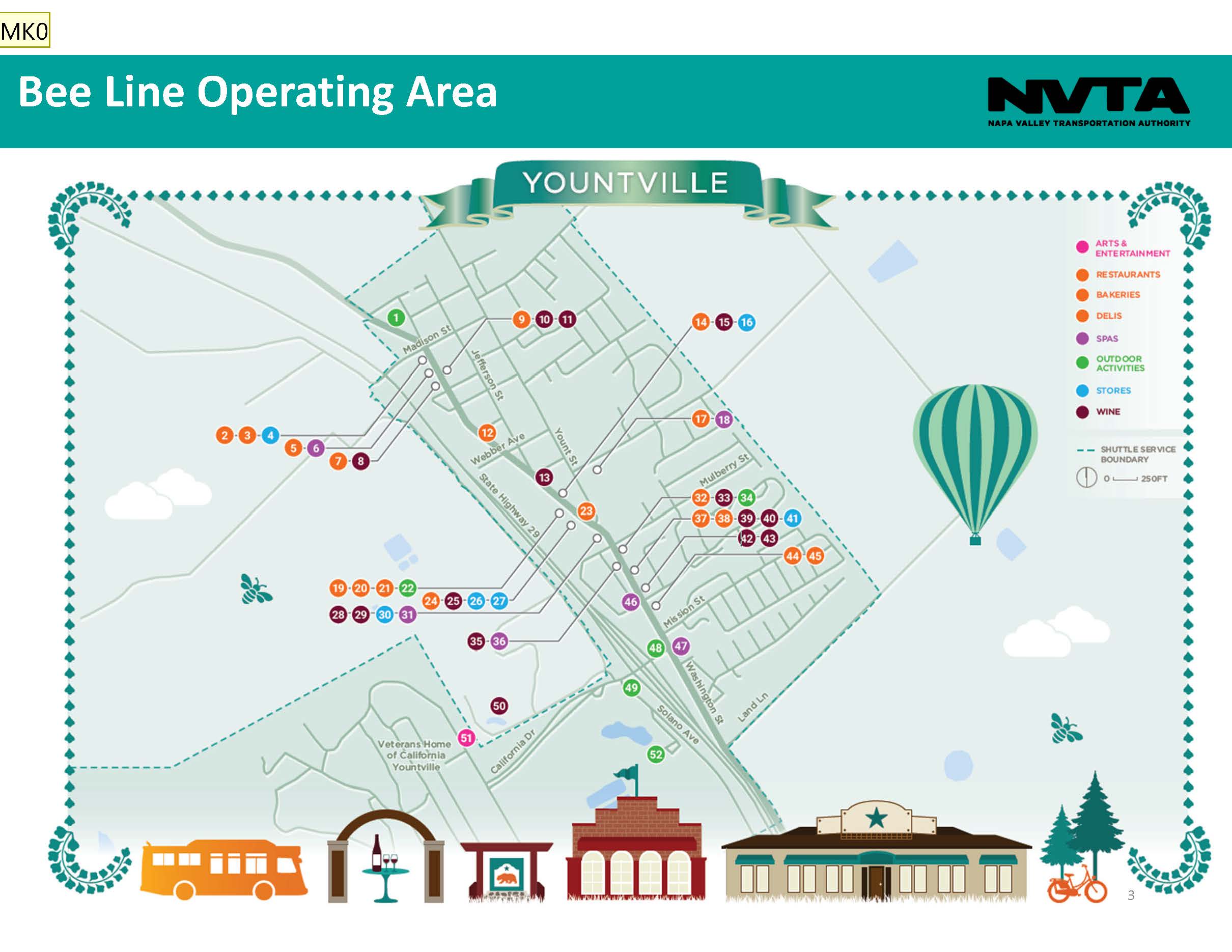 Yountville Bee Bus Service Area