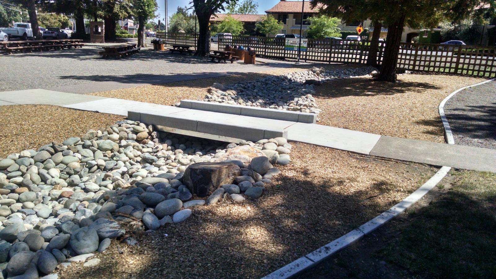 The new swale at Yountville Community Park